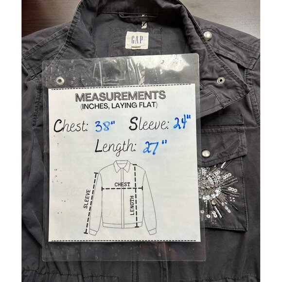 GAP Jacket "Moonless Night" Womens XS Embellished Beaded Military Field Glam - Picture 7 of 12